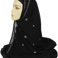 Sequins Embroidered Motifs Hijab Stole - EastEssence.com