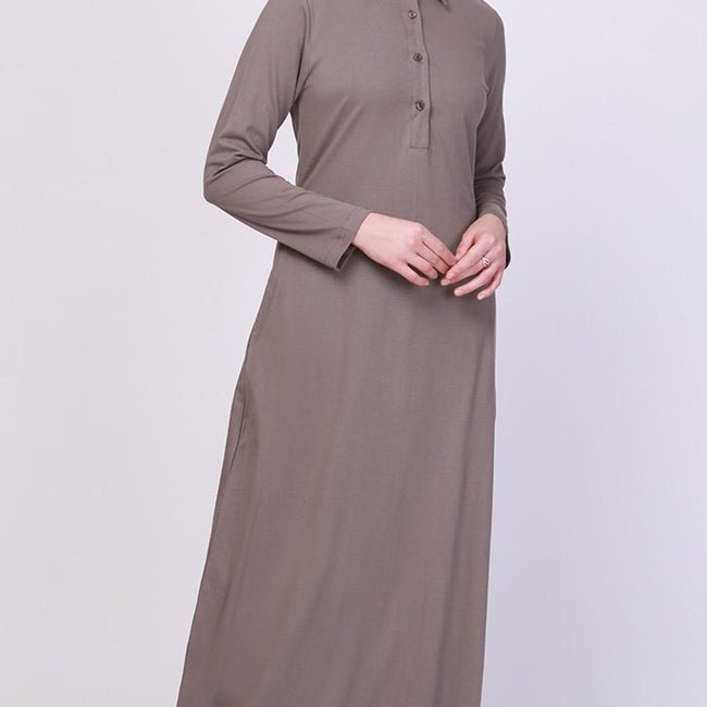 Shirt Style Collared Casual Wear Abaya Dress - EastEssence.com