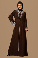 Shrug Style Embroidery Abaya with Inner & Waist Belt - EastEssence.com