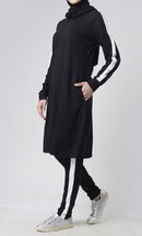 Side detailed White Stripes Sport/Gym black Set for girls - UHIA - EastEssence.com