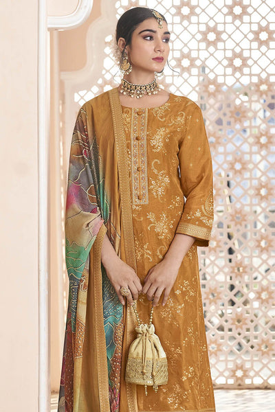 Silk Embroidered Kurta Pant Set with Printed Silk Dupatta - EastEssence.com