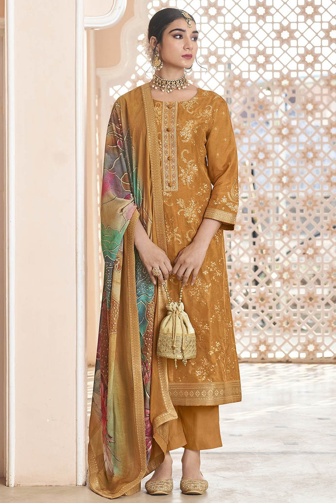 Silk Embroidered Kurta Pant Set with Printed Silk Dupatta - EastEssence.com