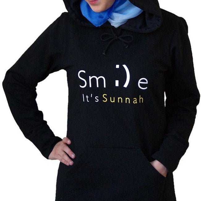 Smile, It'S Sunnah Slogan Hoodie Swearshirt