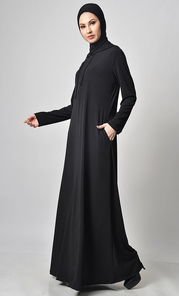 Solid Hooded Everyday Abaya - Final Sale - EastEssence.com