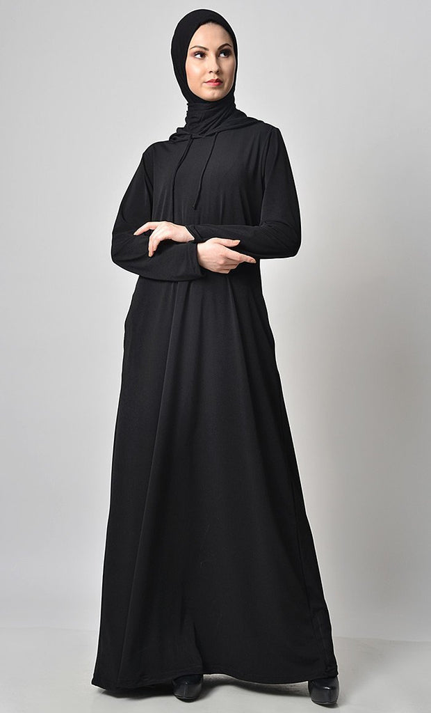 Solid Hooded Everyday Abaya - Final Sale - EastEssence.com