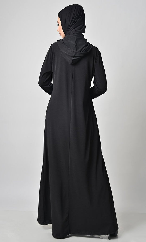 Solid Hooded Everyday Abaya - Final Sale - EastEssence.com