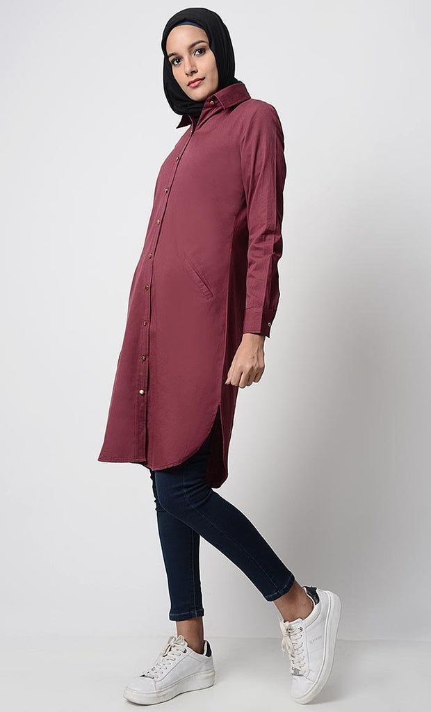 Solid Twill Regular Tunic - Final Sale - EastEssence.com