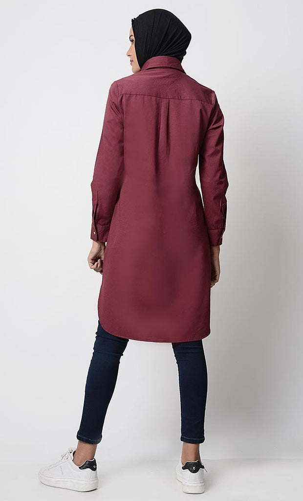 Solid Twill Regular Tunic - Final Sale - EastEssence.com