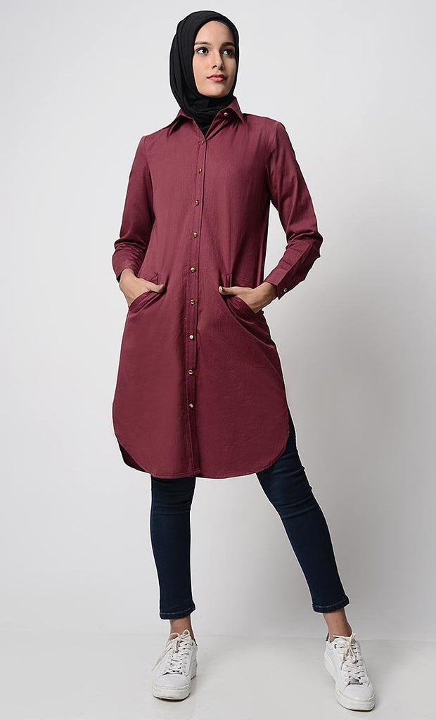 Solid Twill Regular Tunic - Final Sale - EastEssence.com