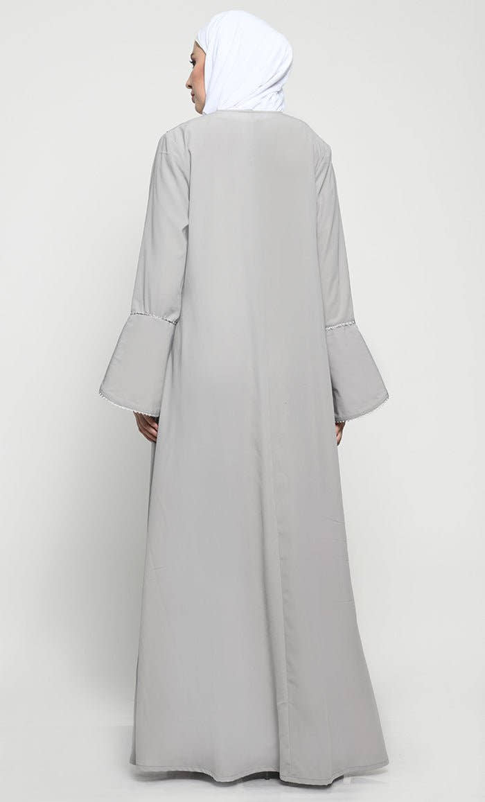 Sophisticated Summer Cool Layered Abaya with Elegant Embroidery - EastEssence.com