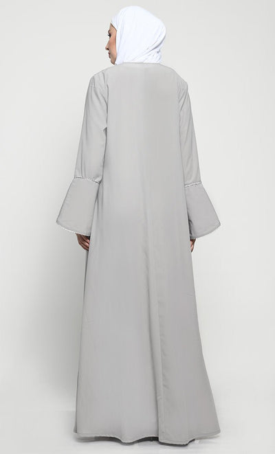 Sophisticated Summer Cool Layered Abaya with Elegant Embroidery - EastEssence.com