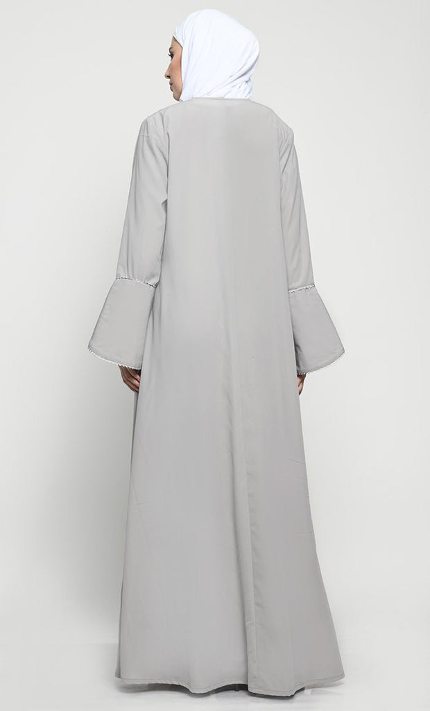 Sophisticated Summer Cool Layered Abaya with Elegant Embroidery - EastEssence.com