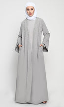 Sophisticated Summer Cool Layered Abaya with Elegant Embroidery - EastEssence.com