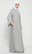 Sophisticated Summer Cool Layered Abaya with Elegant Embroidery - EastEssence.com