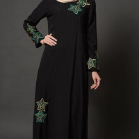 Star Embroidered Motifs Arabian Abaya Dress - EastEssence.com