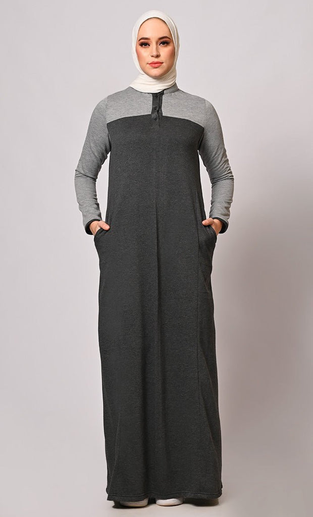 Stay Warm and Stylish: The Two - Color Fleece Abaya - Final Sale - EastEssence.com