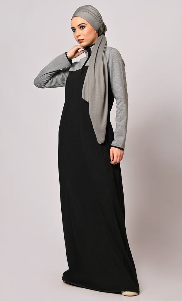 Stay Warm and Stylish: The Two - Color Fleece Abaya - Final Sale - EastEssence.com