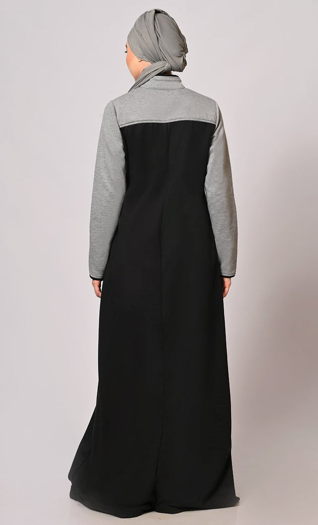 Stay Warm and Stylish: The Two - Color Fleece Abaya - Final Sale - EastEssence.com