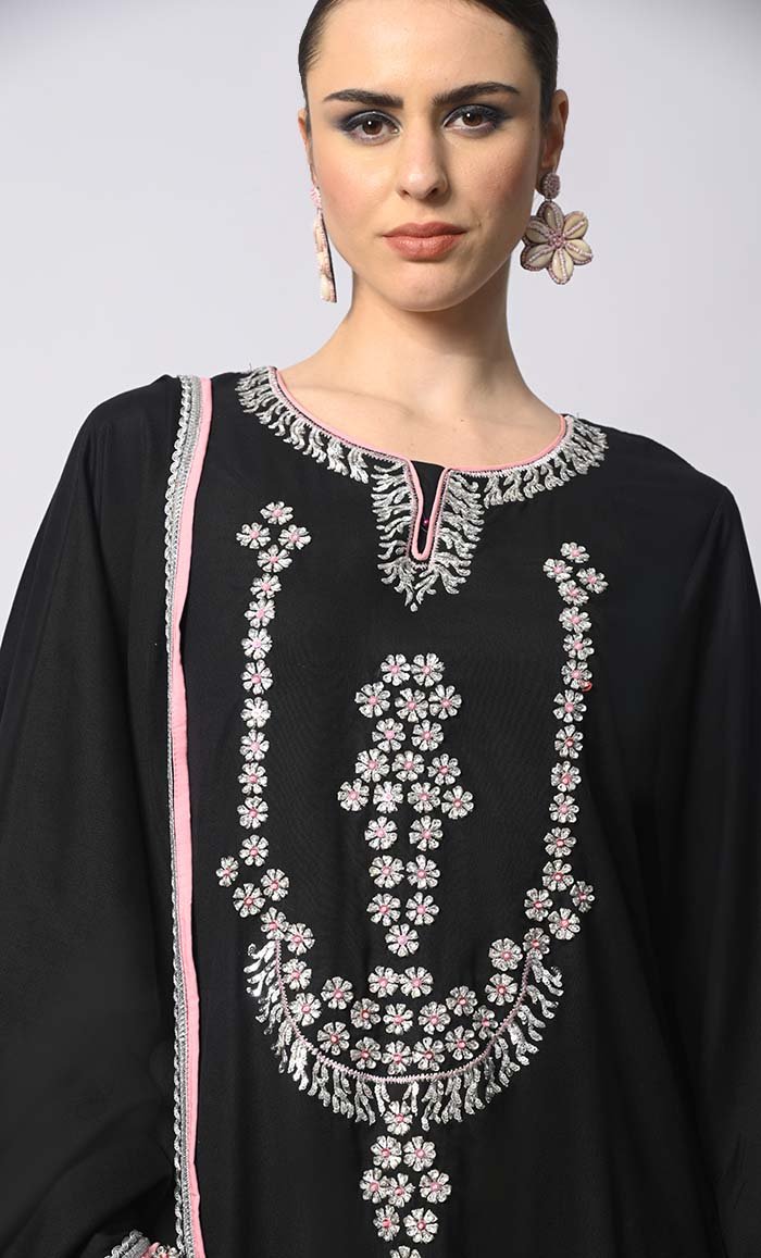 Stitched to Shine: Sequined Black Salwar Kameez with Dupatta 3Pc Set - EastEssence.com
