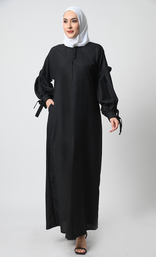 Straight Style Abaya – Polyester Poplin, Dual Pockets - EastEssence.com