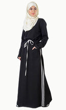 Stripe Fleece Blend Activewear Abaya Dress - EastEssence.com