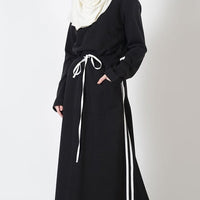 Stripe Fleece Blend Activewear Abaya Dress - EastEssence.com