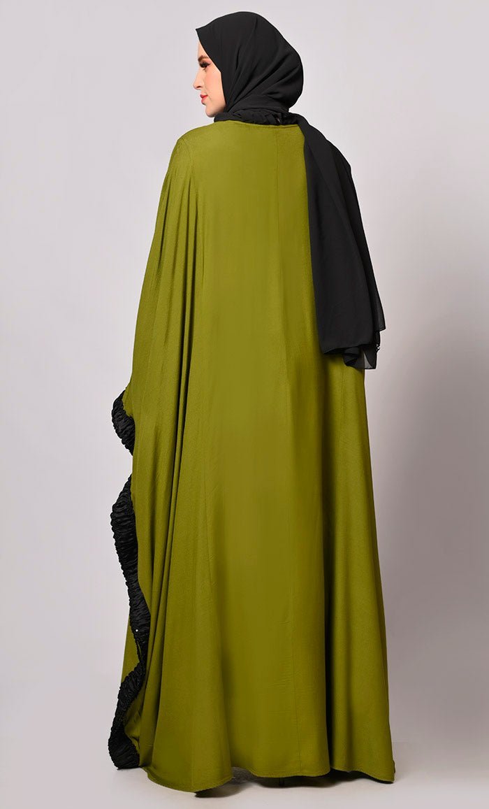 Stunning Mirror Embroidered Black Kaftan with Tassels Detailing - Final Sale - EastEssence.com