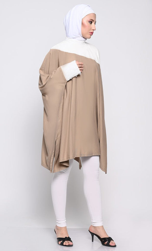 Stylish Cotton Jersey Kaftan Tunic with Sequined Contrast and Side Slits - EastEssence.com