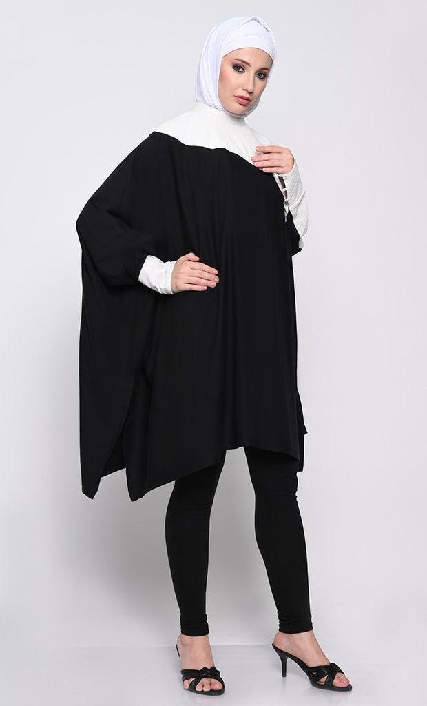 Stylish Cotton Jersey Kaftan Tunic with Sequined Contrast and Side Slits - EastEssence.com