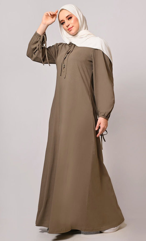 Stylish Dark Grey Abaya with Pockets - Final Sale - EastEssence.com