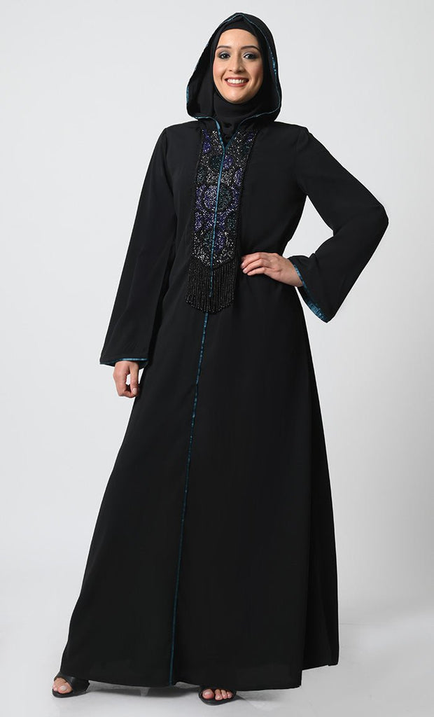 Stylish Nida Fabric Hoodie Abaya - EastEssence.com