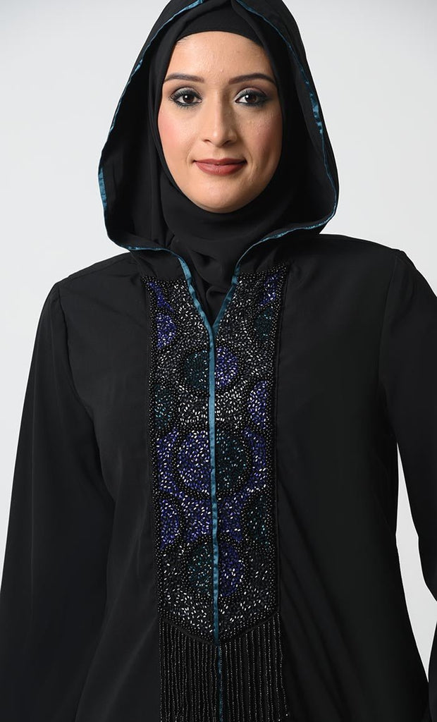 Stylish Nida Fabric Hoodie Abaya - EastEssence.com