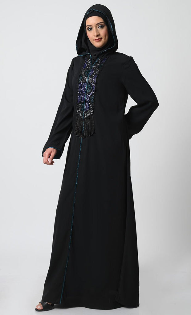 Stylish Nida Fabric Hoodie Abaya - EastEssence.com