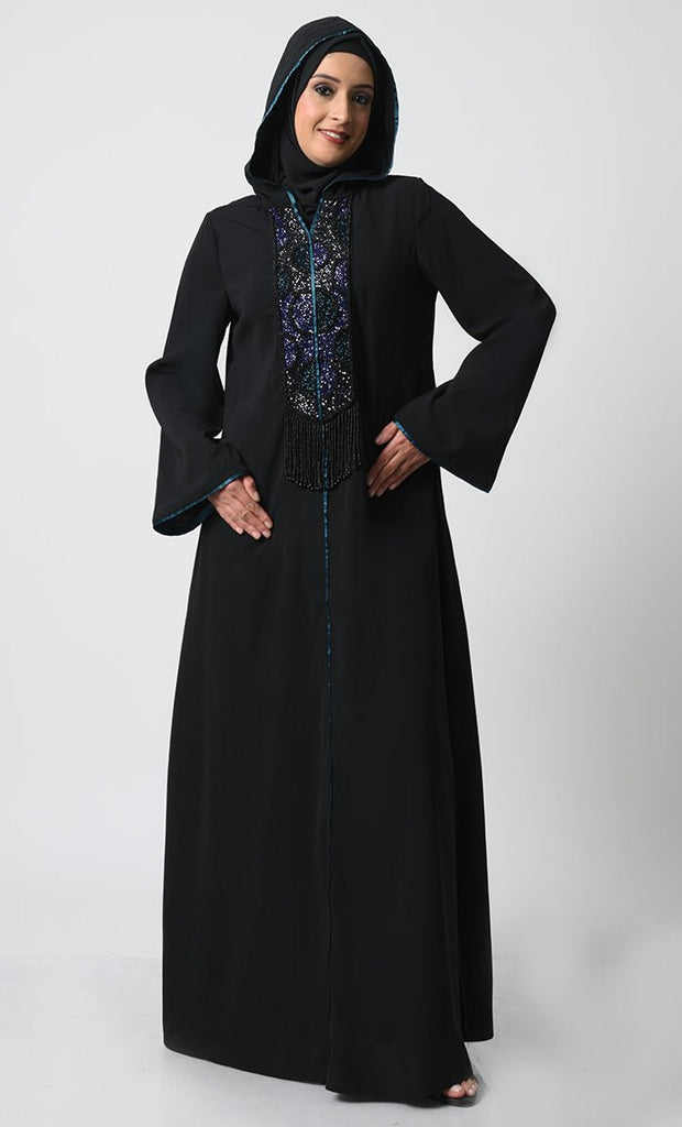 Stylish Nida Fabric Hoodie Abaya - EastEssence.com