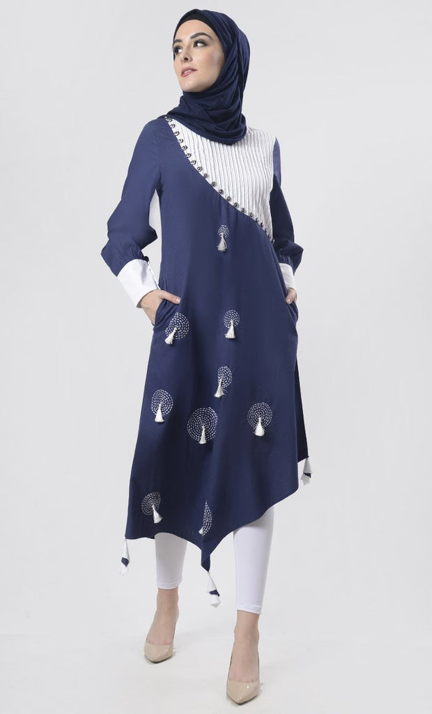 Superb Front Hand Work With Tassels Detailing Tunic - Final Sale - EastEssence.com