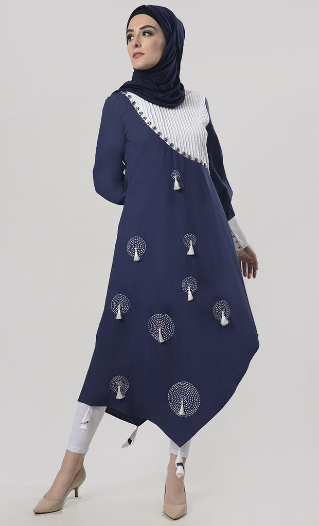 Superb Front Hand Work With Tassels Detailing Tunic - Final Sale - EastEssence.com