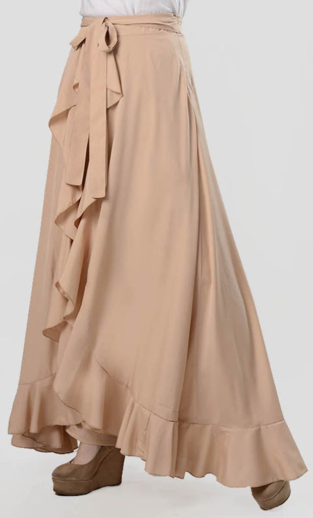 The Ruffle Fall Everyday Skirt - Sand - Final Sale - EastEssence.com