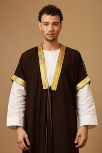 Traditional Arabic Bisht Set with Drawstring Tie - EastEssence.com