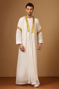 Traditional Arabic half sleeves Bisht Set with Drawstring Tie - EastEssence.com