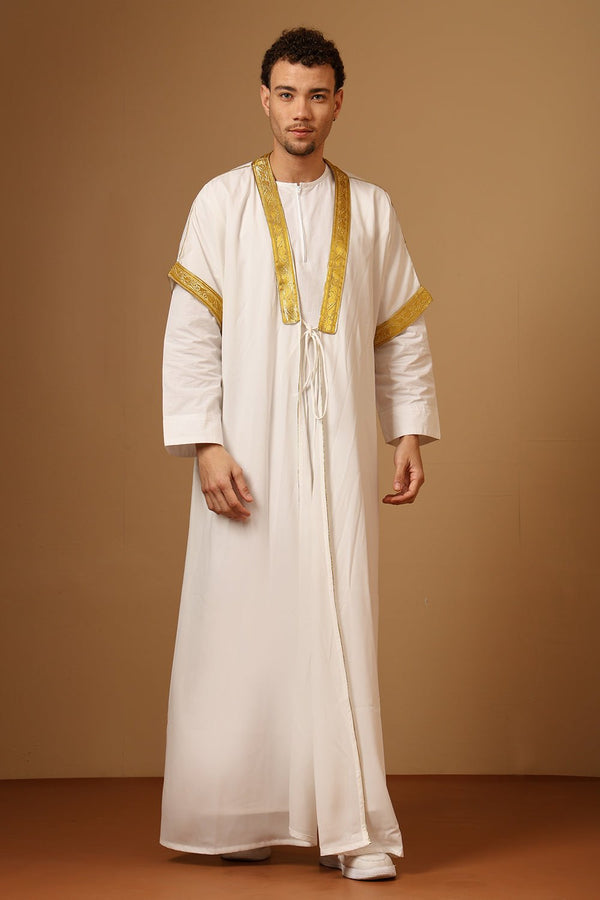 Traditional Arabic half sleeves Bisht Set with Drawstring Tie - EastEssence.com