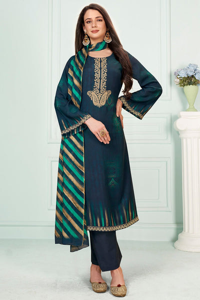 Traditional Cotton Embroidered Straight kameez pant set - EastEssence.com