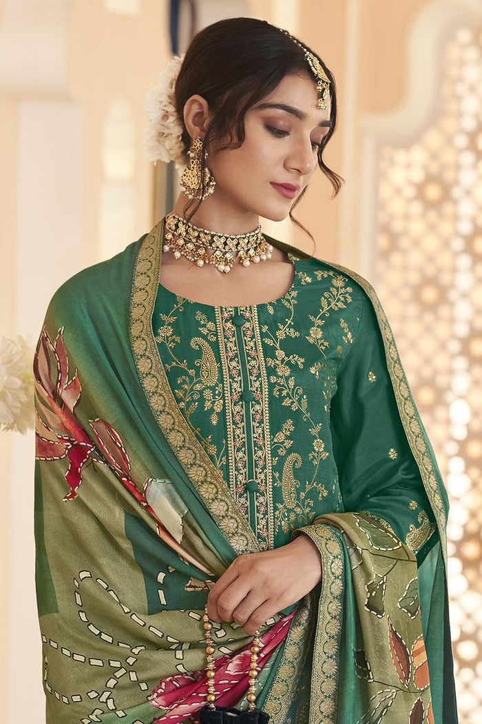 Traditional Silk Embroidered Kurta Set with Silk Dupatta - EastEssence.com