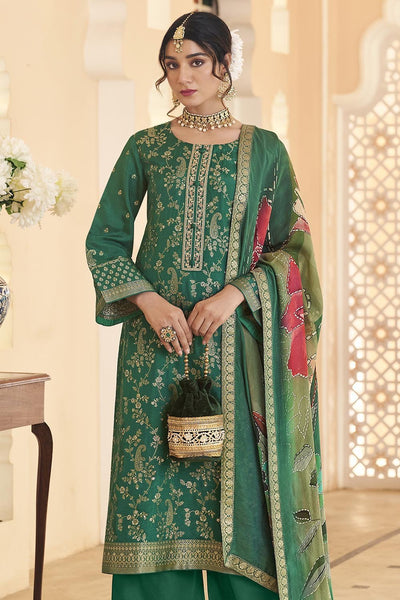 Traditional Silk Embroidered Kurta Set with Silk Dupatta - EastEssence.com