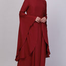 Trumpet sleeves Paprika Red abaya - EastEssence.com