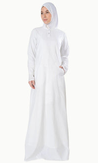 Twinned button A line Hajj Umrah Abaya dress - EastEssence.com
