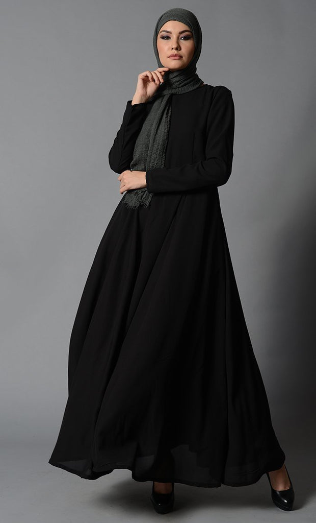 Umbrella cut flared arabian abaya dress ( Rose Dust ) - Final Sale - EastEssence.com