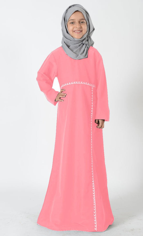 Uniform Pink Abaya - Kids Sizes - EastEssence.com