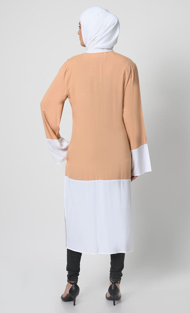 V - Neck Rayon Tunic – Bell Sleeves, Side Pockets, 46 - 48in Long - EastEssence.com