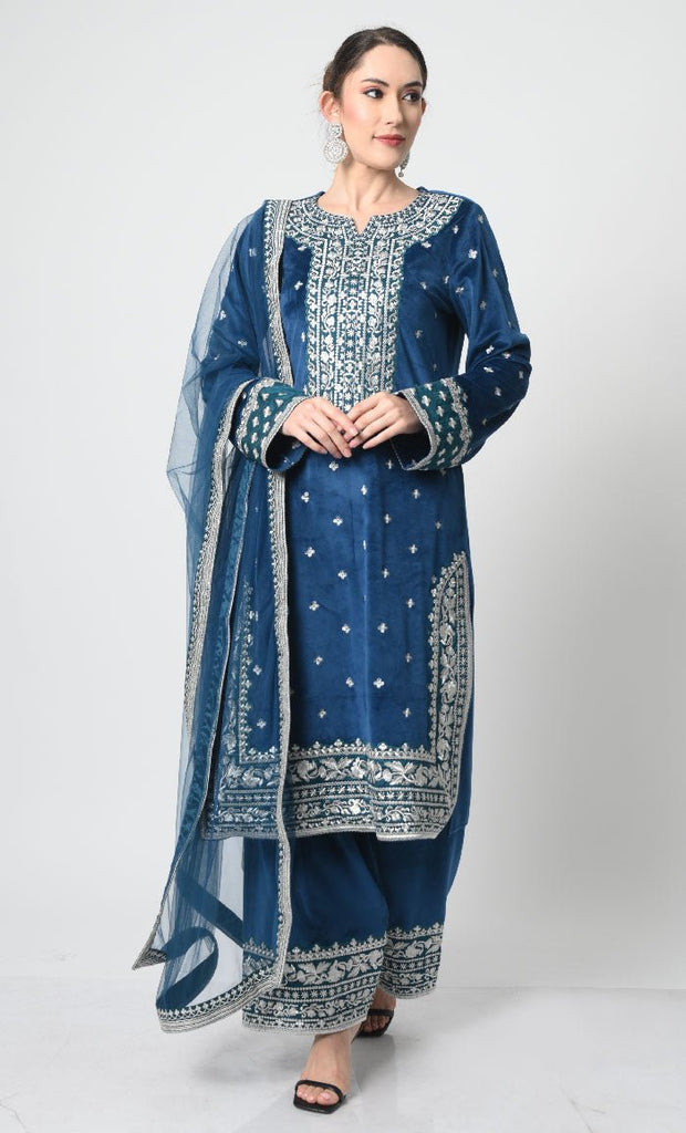 Velour Eid/Partywear 3 - Piece Set - EastEssence.com