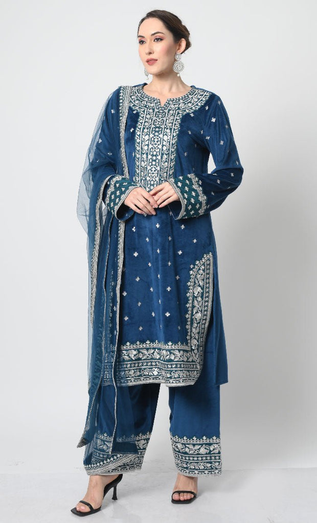 Velour Eid/Partywear 3 - Piece Set - EastEssence.com